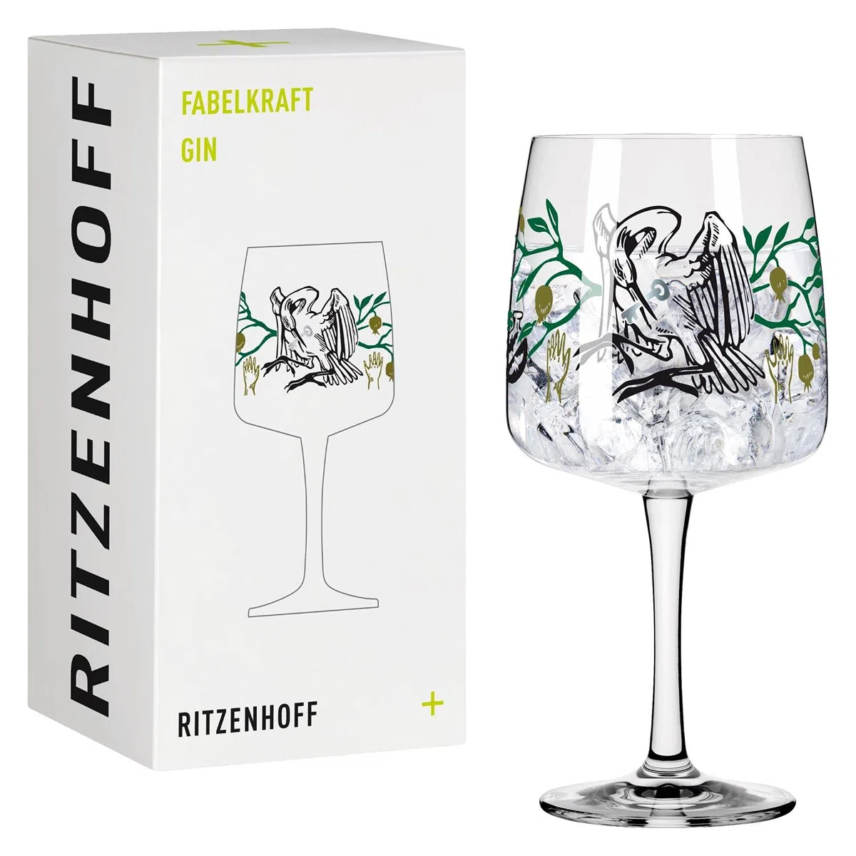 Ritzenhoff 3458003 Bicchiere da gin 700 ml - Serie Fabelkraft motivo n. 3 - Bicchiere da cocktail, illustrazione di cicogna - Made in Germany