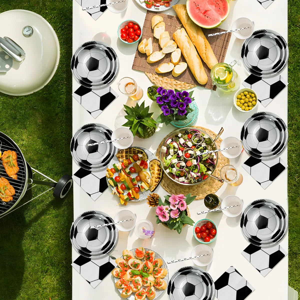 Decorazioni per feste di calcio per 20 ospiti, set da tavola include piatti di carta da calcio, per tema sportivo festa di compleanno, baby shower decorazioni per feste