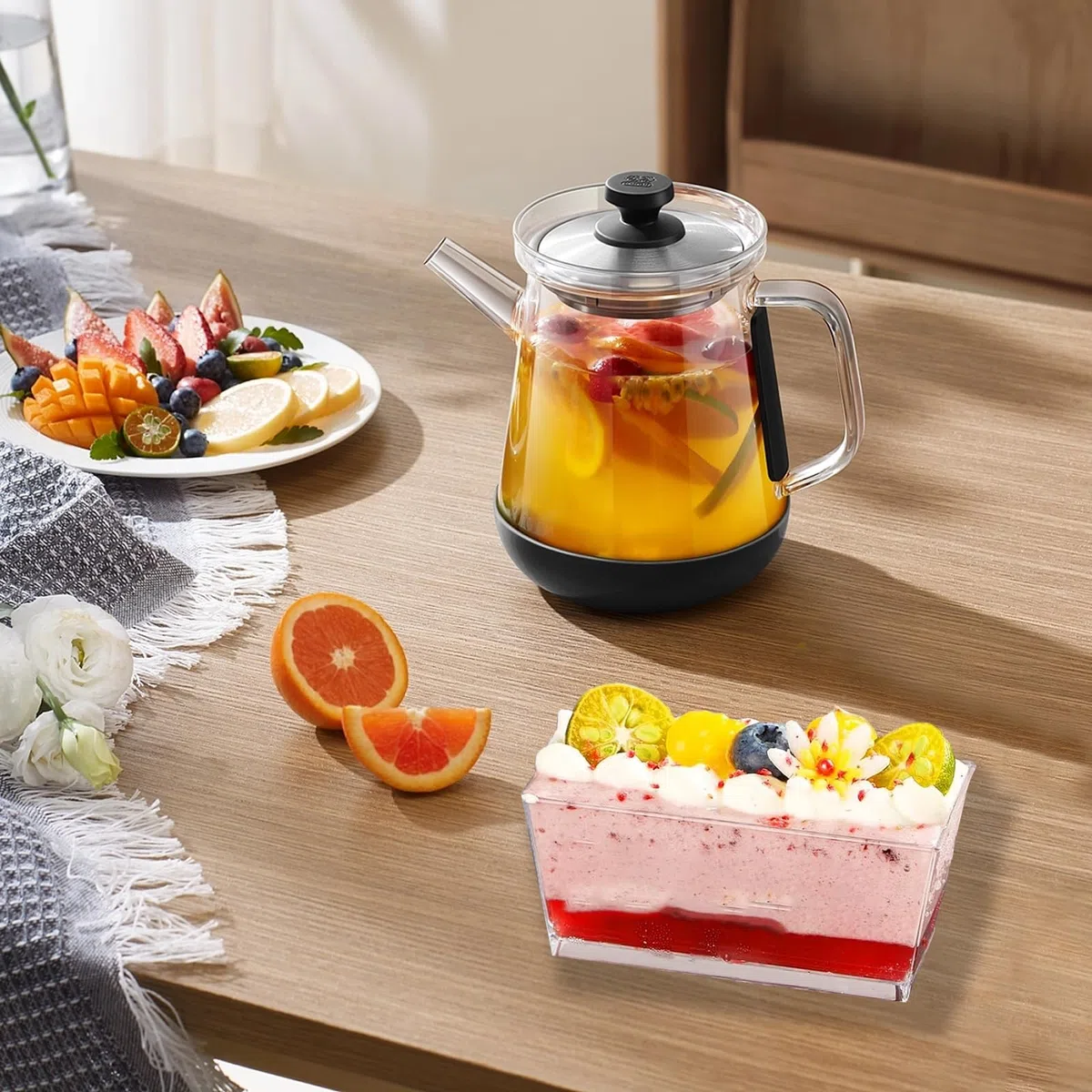 50 Pezzi Tazze da Dessert in Plastica con Cucchiai, 140 ml Contenitori Riutilizzabili Quadrati Trasparenti per Budini, Mousse, Gelati, Compleanni, Matrimoni