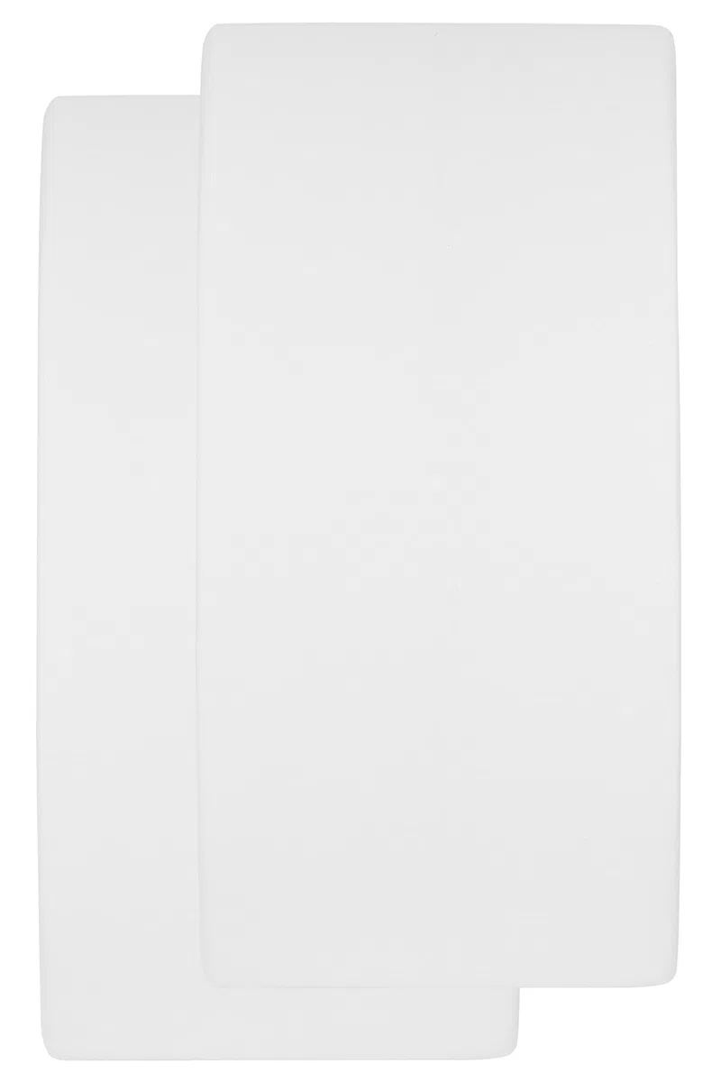 Meyco Baby Uni Molton Stretch lenzuolino 2-pack per il lettino (proteggi-materasso impermeabile, extra elastico e traspirante, materassino in cotone 80%, dimensioni: 60 x 120cm), bianco
