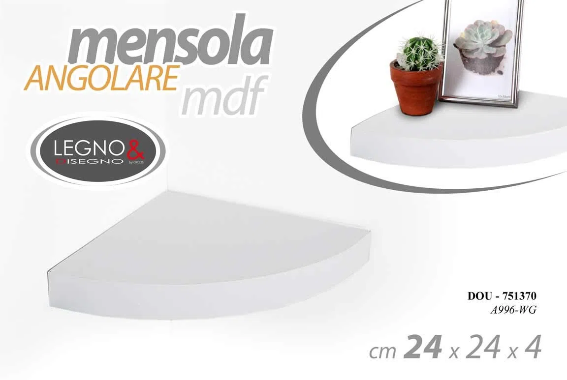 Mensola Angolare MDF Mensola da Parete Scaffale Pensili a Scomparsa Arredamento 24x24 cm