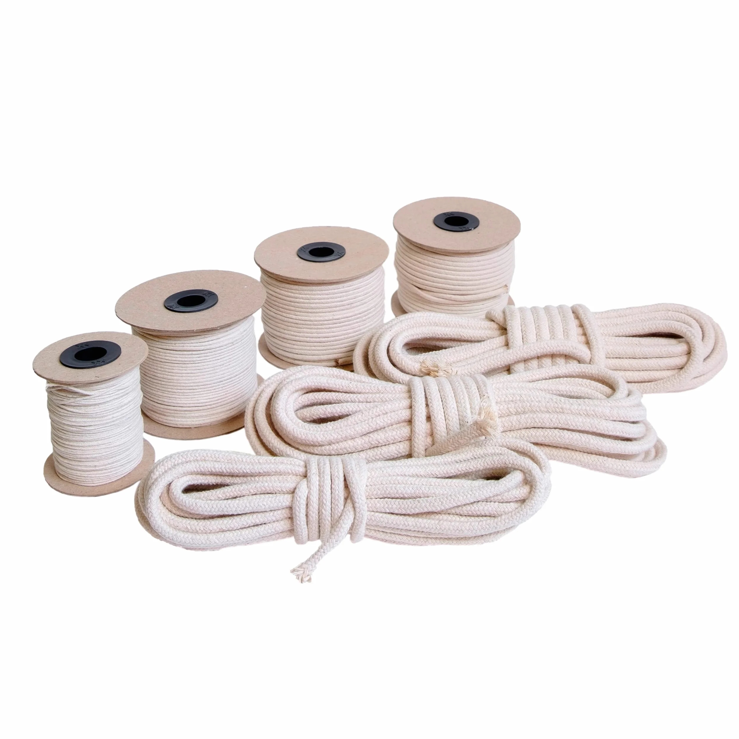 Stoppino per candele rotondo in cotone intrecciato 1,4-10 mm non cerato fai da te lampada a olio