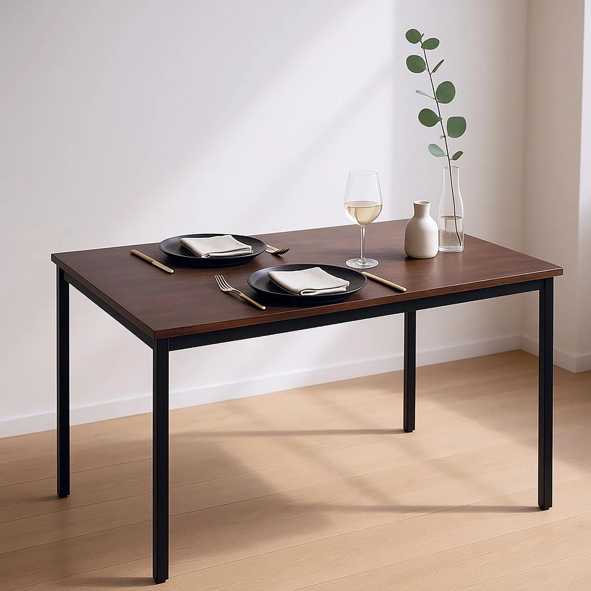 Tavolo da Pranzo Relaxdays, per 4 Persone, HLP: 76x110x60 cm, Fino a 80 kg, Effetto Rovere/Nero