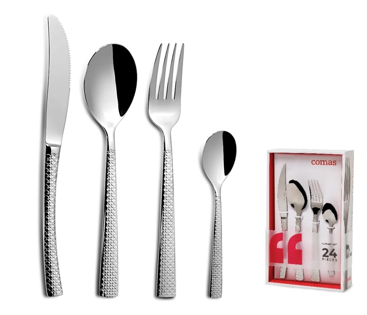 Comas 6332 disco idraulico 18% posate 24 pezzi, acciaio INOX