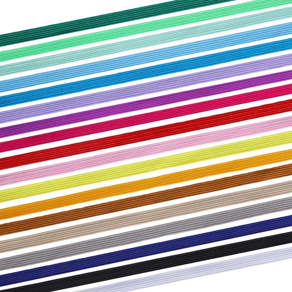 Cavo elastico piatto in poliestere 18 m 18 colori Nastro elastico pieghevole ed estensibile Larghezza 6mm Accessori per Abbigliamento Nastro colorato