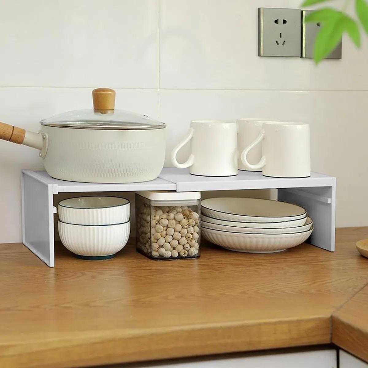 Stand De Rack - Divisore da cucina impilabile, mensola regolabile | Scaffale organizer leggero per armadio, guardaroba, guardaroba, guardaroba, porta scarpe, interno