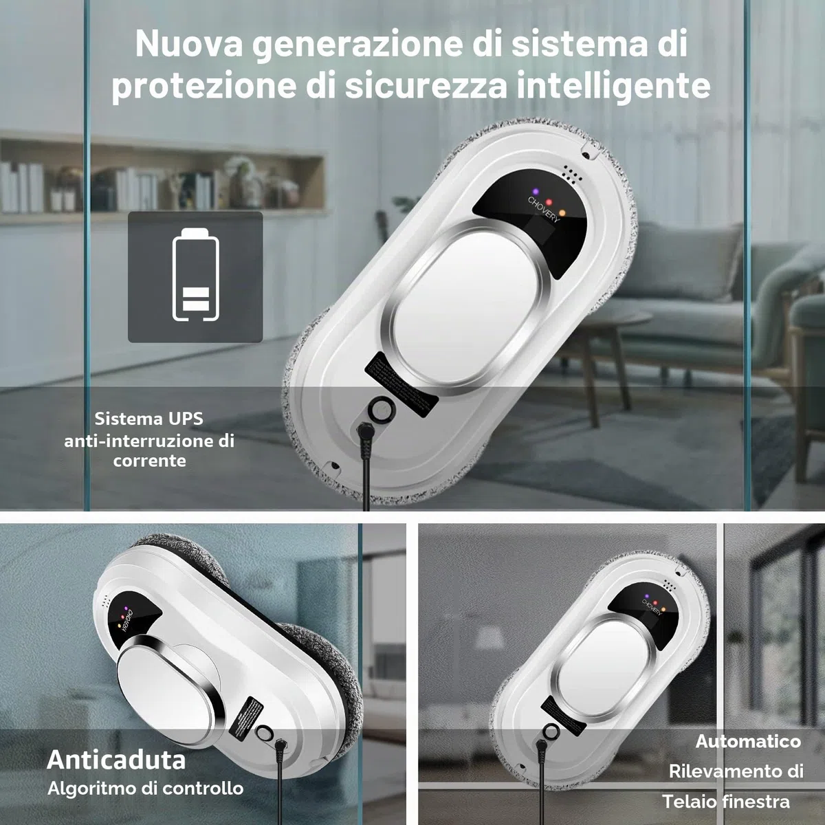 CHOVERY CL-1 Robot Lavavetri, Lavavetri Elettrico Telecomandato, Sistema di Rilevamento Intelligente dei Bordi, Lavavetri Magnetico