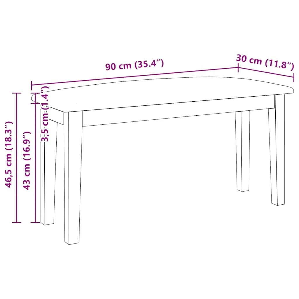 vidaXL Panca 90 cm Bianco in Legno Massello di Hevea, Panca, Panca, Panca, Panca, Panca, Panca, Panca, Panca, Panca da Interno, Panca da Ingresso