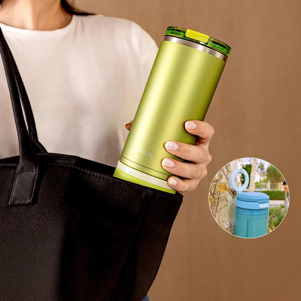 Cecotec Frullatore Portatile Power Titanium Shake2Go Dark Steel. 180W, Bicchiere Metallo 600ml Senza BPA, 3 Programmi Automatici, Ricarica USB-C, Goditi le Tue Bevande Fresche Molto più a Lungo Oggi