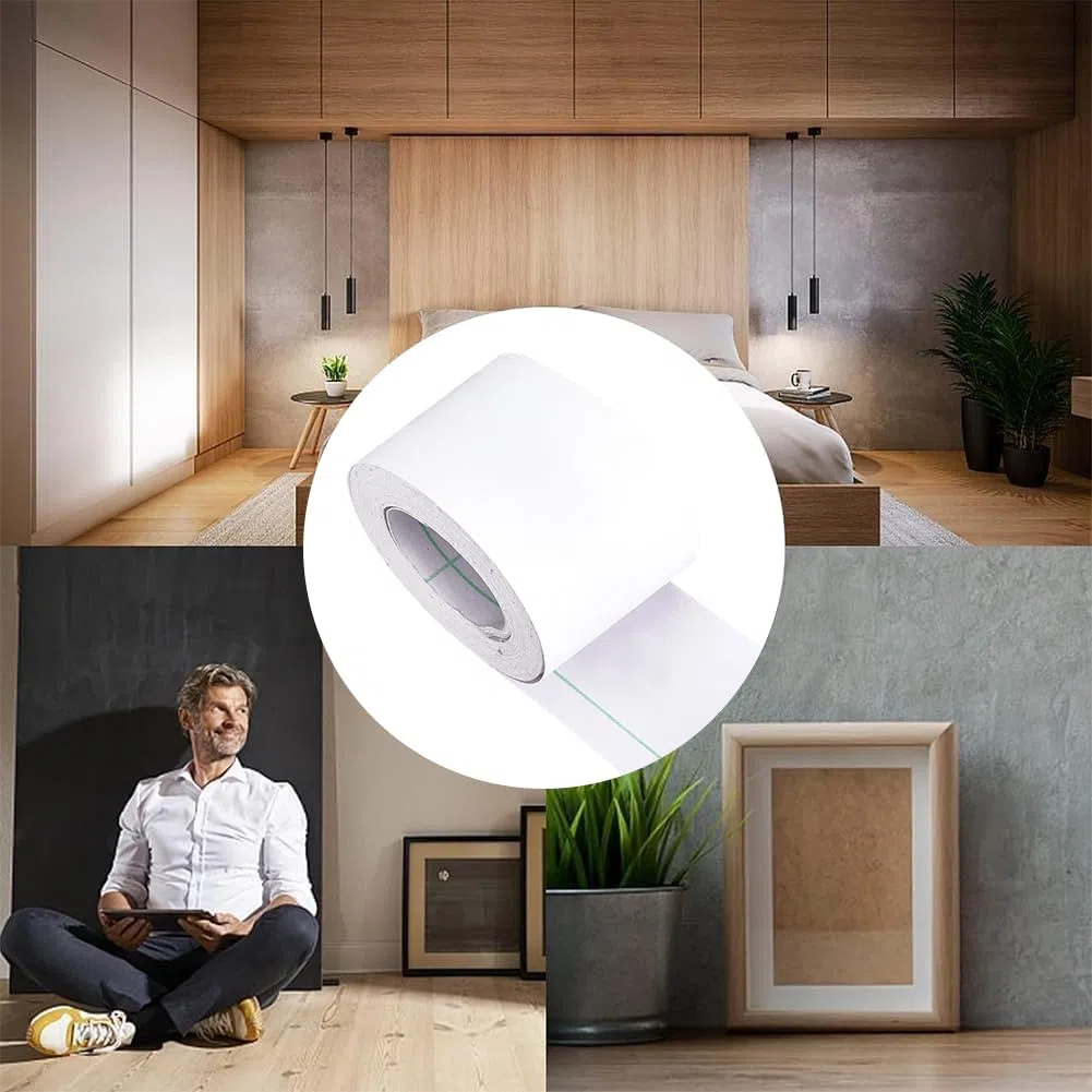 GORGECRAFT Nastro Adesivo Effetto Legno Testurizzato 10mX4.9cm Realistico in PVC Bianco Impermeabile Autoadesivo per Riparazioni di Tavoli Sedie Battiscopa Porte Pavimenti Mobili e Ristrutturazione