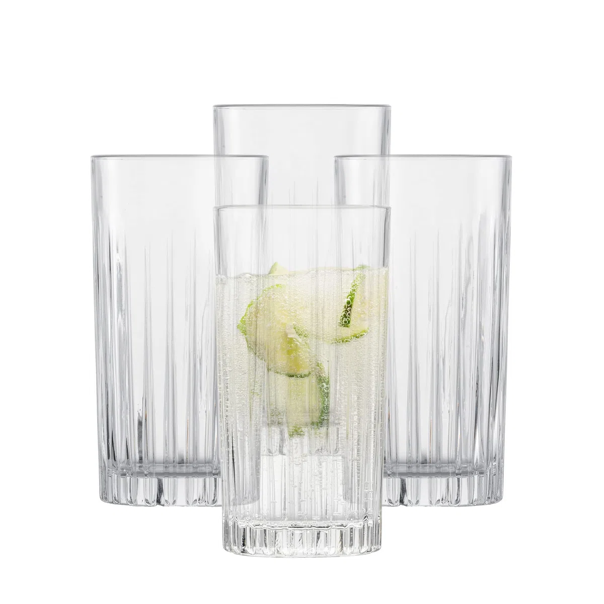 SCHOTT ZWIESEL Bicchieri per long drink Stage (set di 4), bicchiere per long drink con rilievo, bicchieri in cristallo lavabili in lavastoviglie (art. 121880)