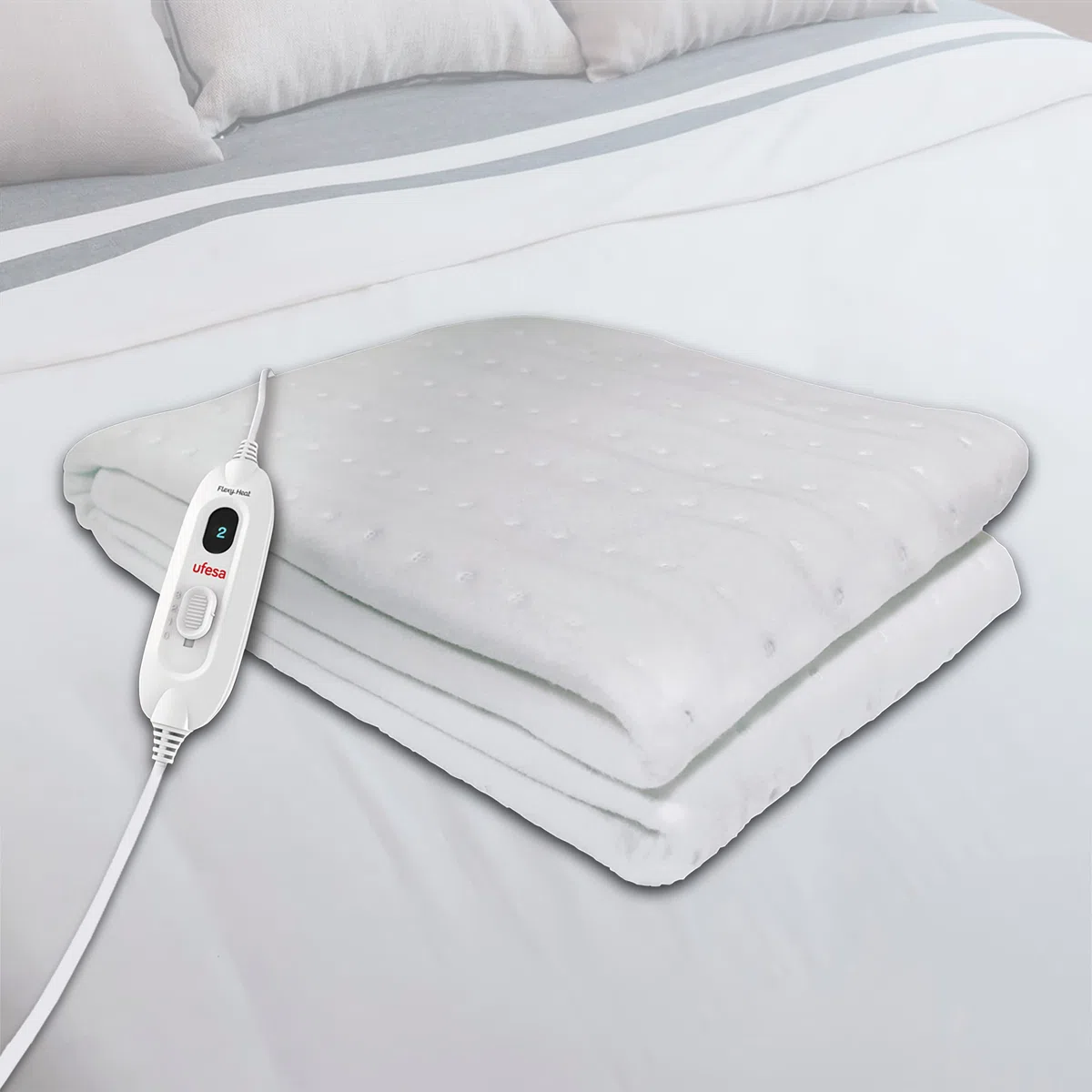 Ufesa Flexy Heat CIE Coperta elettrica Singola, 150x90cm, 60 W, Reversibile, 3 Livelli di Temperatura, Spegnimento Automatico, Lavabile