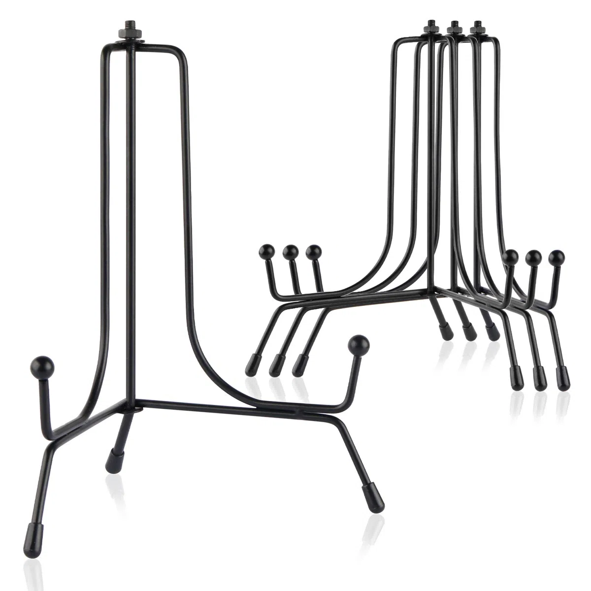 Mocoosy 4pcs 6 pollici migliorato antiscivolo espositore, decorativo piatto supporto foto titolare nero Espositore cavalletto in ferro per display cornici, piatti, libri di cucina, tablet e arte