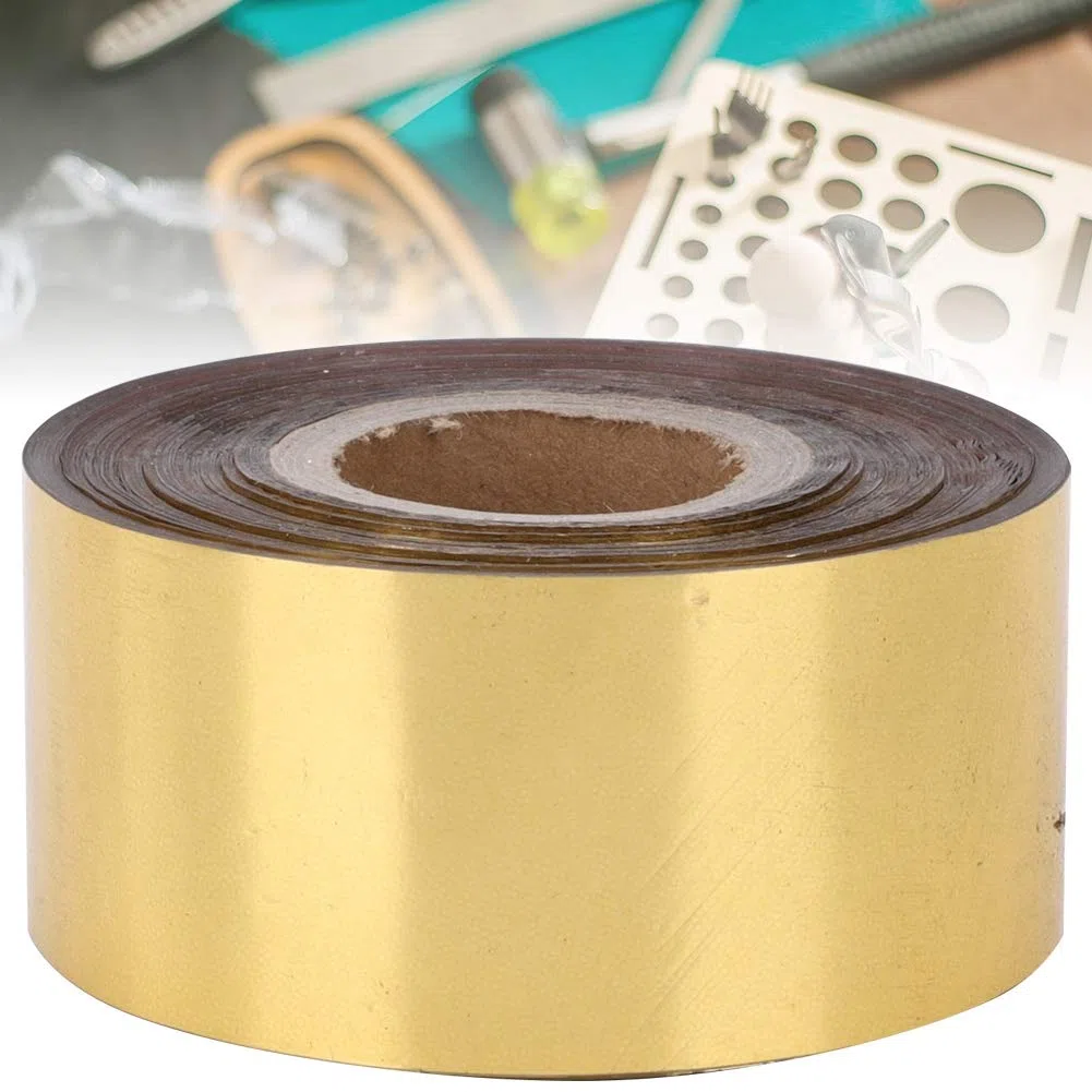 120 metri/rotolo di lamina metallica con larghezza di 3 cm Carta per stampa a caldo per confezione in tessuto in pelle Confezione accessori fai da te(Oro)