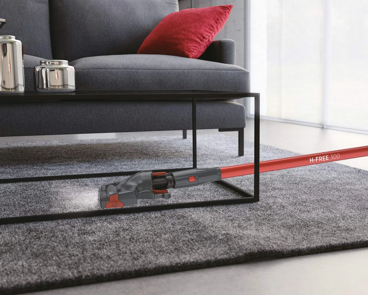 Hoover Hf322Afp 011 39400957 Scopa Ricaricabile senza Filo, 44.4W, 80 Decibel, Grigio Ossidiana e Rosso Metallizzato