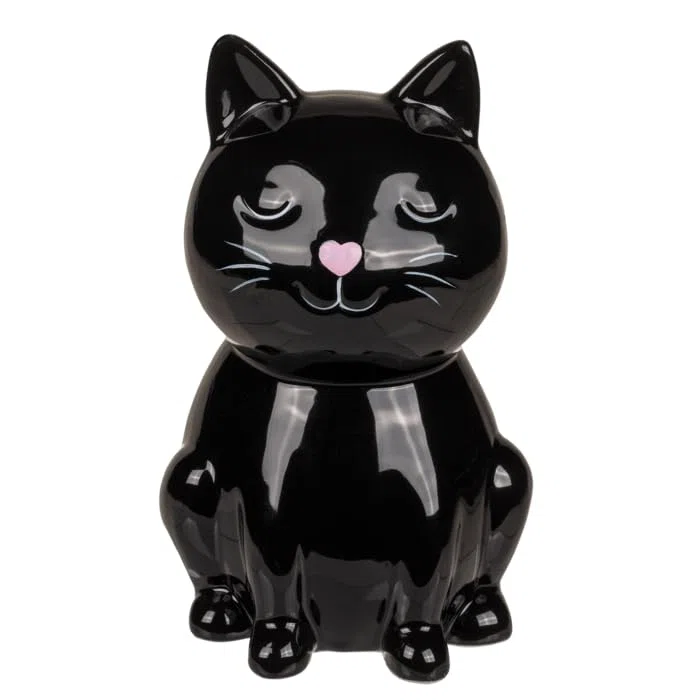 Salvadanaio in ceramica con motivo gatto, Nero, per Adulti, Amanti dei Regali, Fan dello Stile Moderno