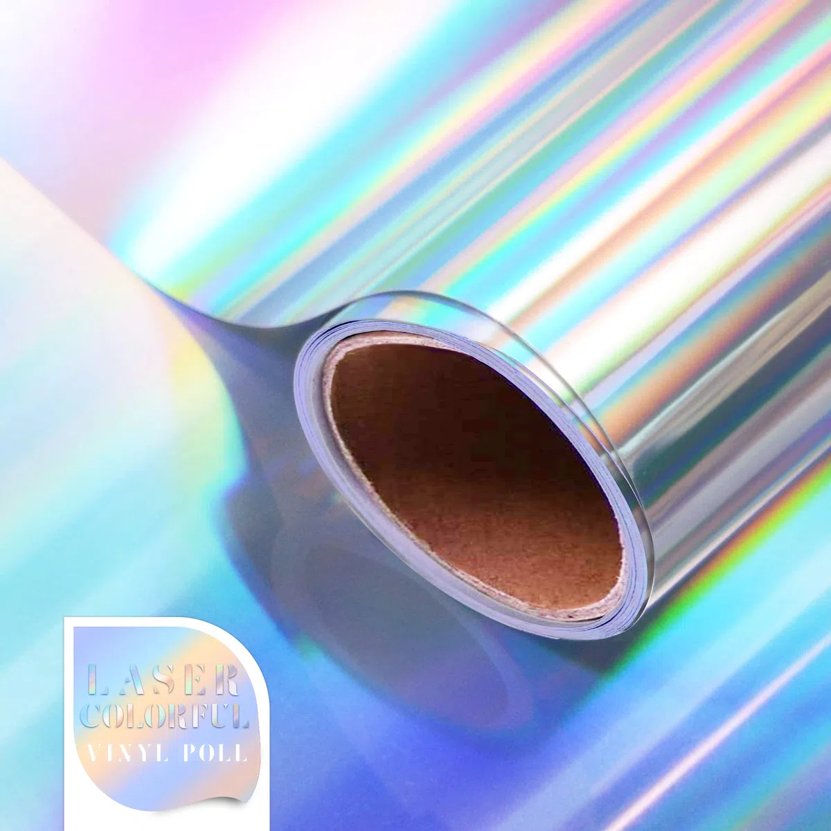 Rotolo di vinile olografico in vinile arcobaleno - 30,5 x 250 cm, lucido metallizzato adesivo permanente in vinile Spettro Argento, per decorazione di feste, adesivi, adesivi per auto.