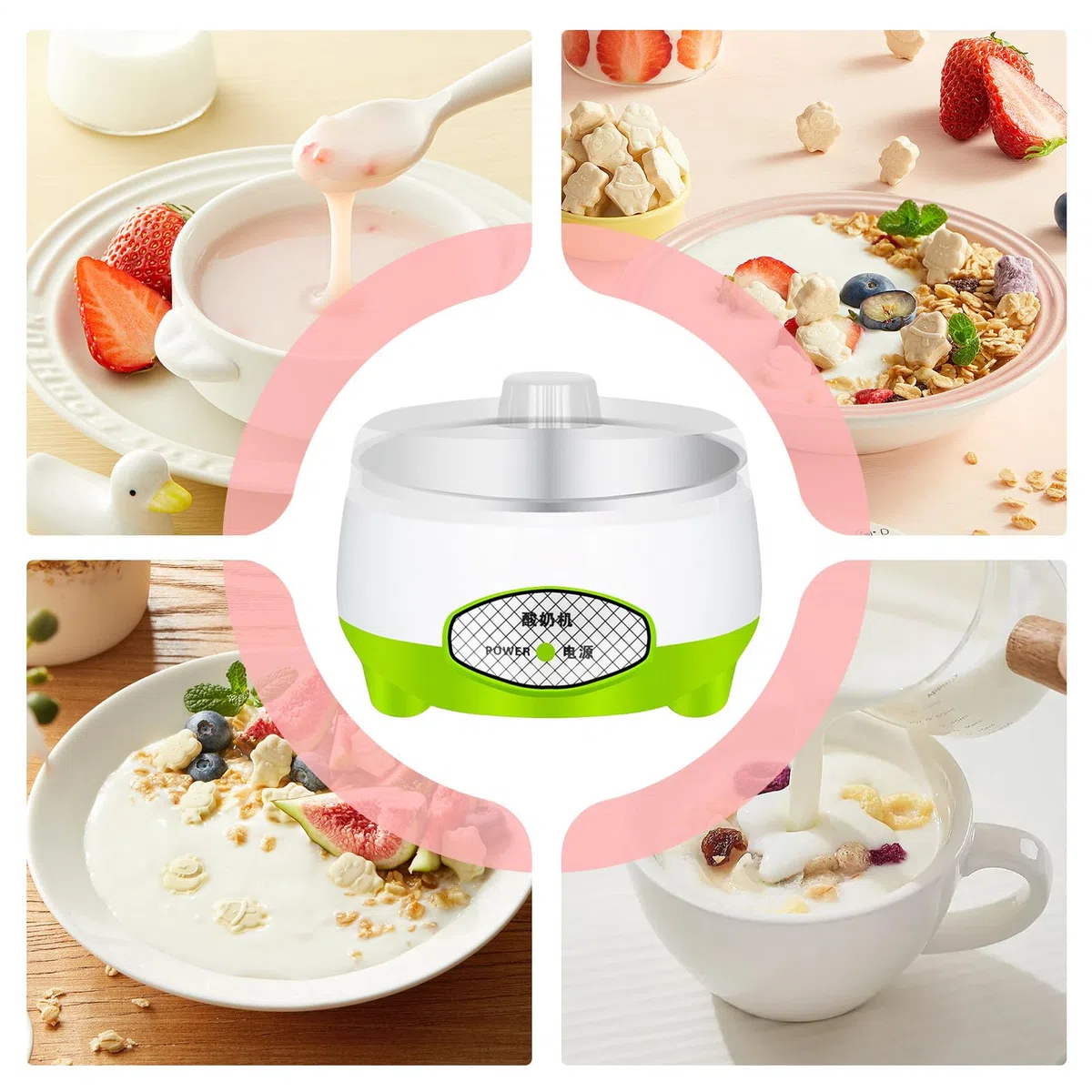 Yogurtiera con Controllo Temperatura - Yogurtiera Con Regolazione Temperatura,Elettrica Multifunzione 1.2L Silenziosa per Cucina con Fermenti Latte