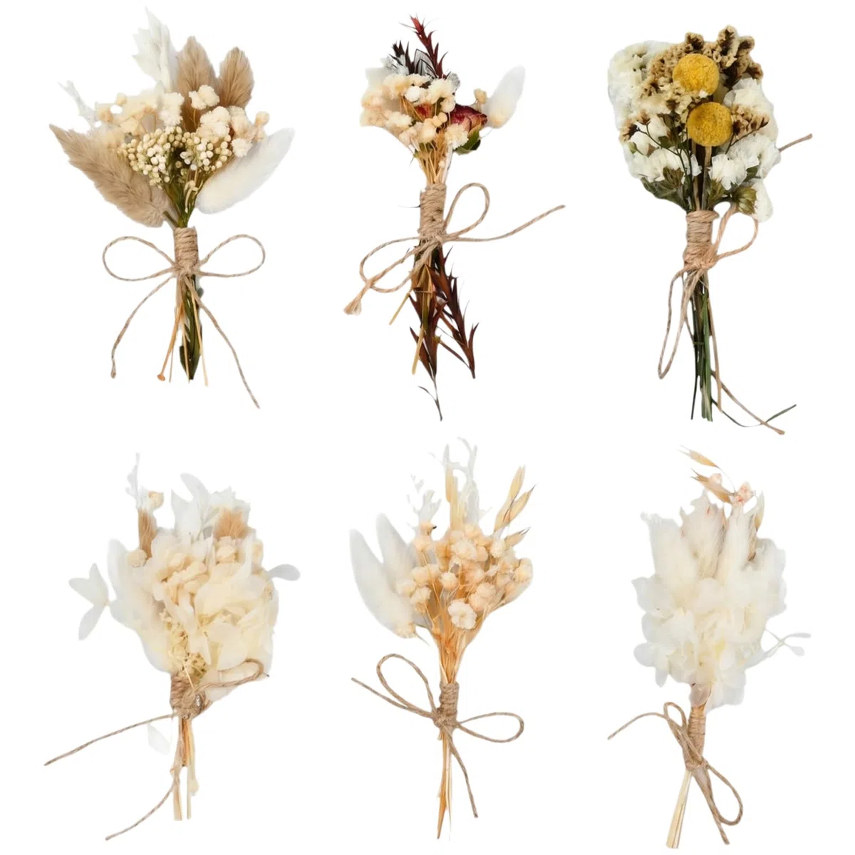 6PCS Mini Fiore Seccato Bouquet Fiori, Fiori Secchi Naturali, Veri Petali e Foglie Pressati per Resina, Fiori Secchi Decorativi per Casa Giardino Feste Ufficio per Fai da Te