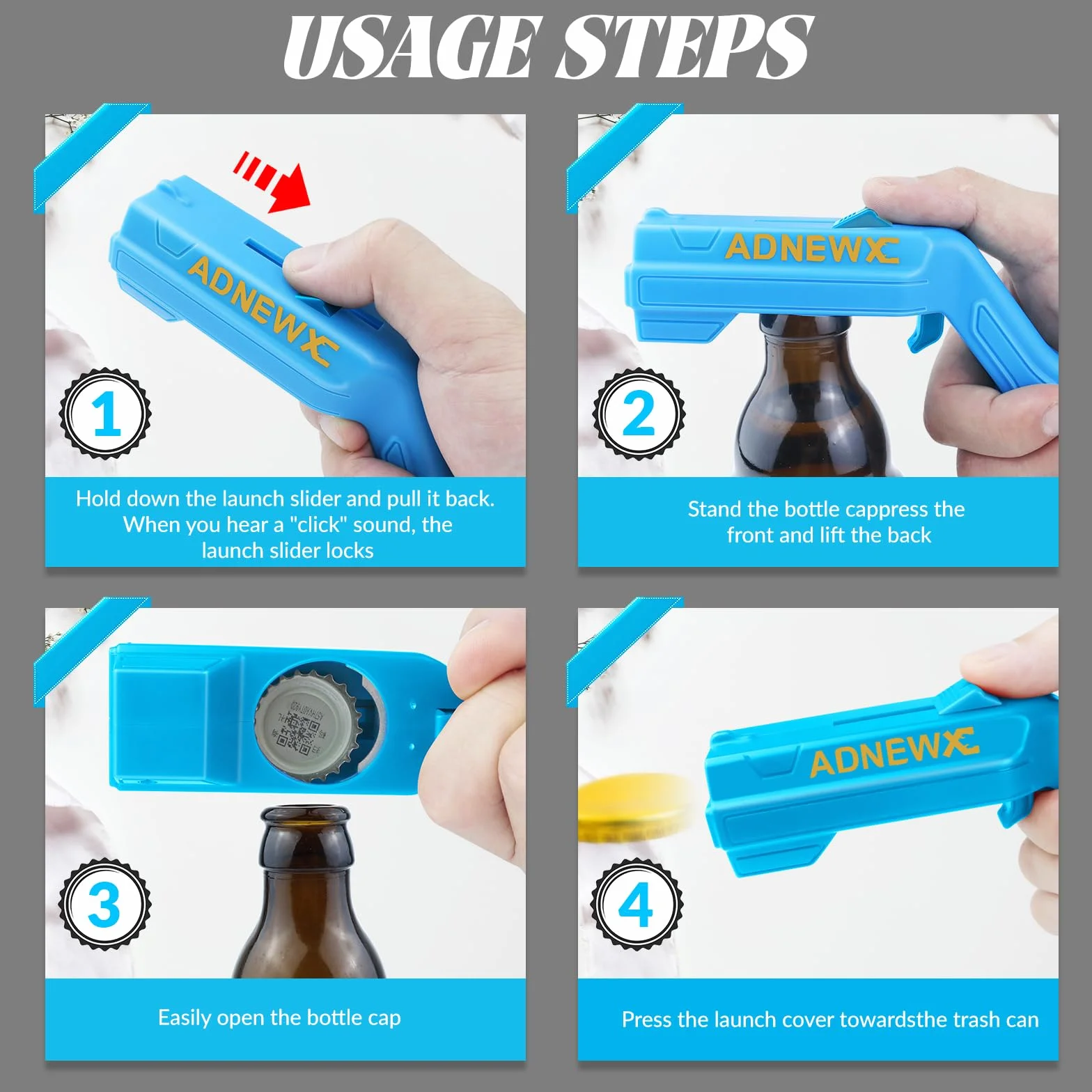 3 pz ADNEWX Apribottiglie in stile pistola, strumento apribottiglie per feste in bar, stile mecha, divertente design da birra pistola per uomini, regali di birra, shooter, giochi a corona