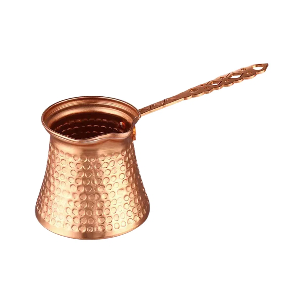 Vintage Copper Coffee Pot - Cezve turco classico con manico lungo | Design largo per schiuma perfetta | greco in arabo per PER SCOPPIE A INDUZIONE ELETTRICO, 4.72X3.54X