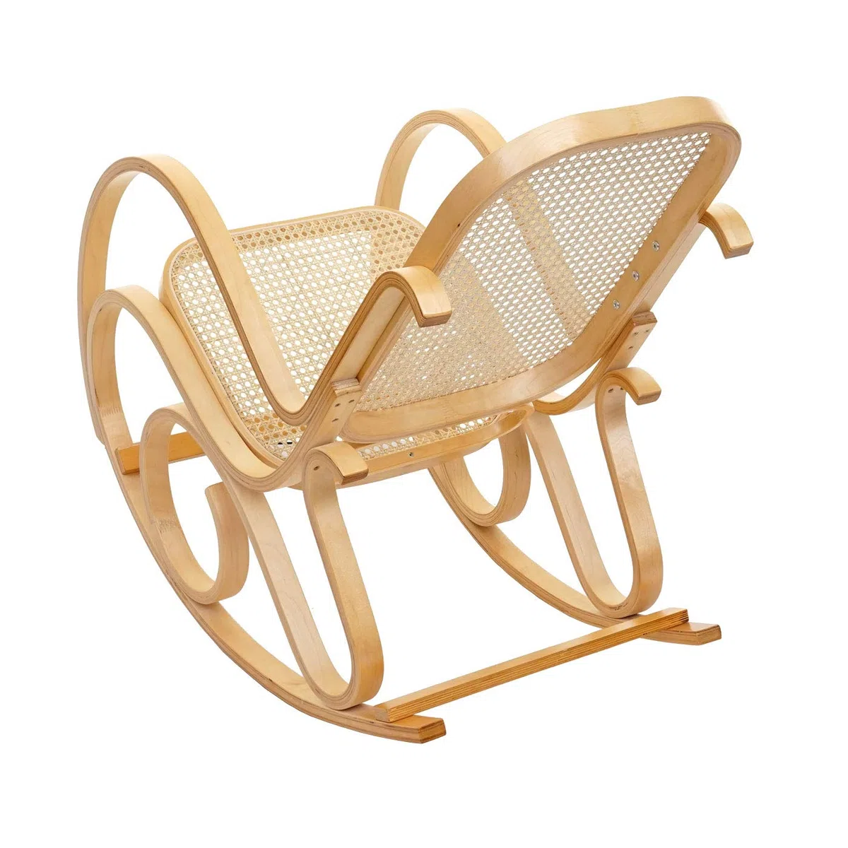 Mendler Sedia a Dondolo Classica Elegante M41 Legno Chiaro Seduta Rattan