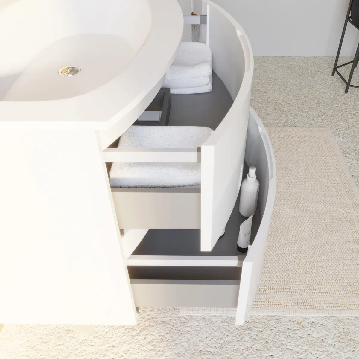 Kiamami Valentina - Mobile Bagno Sospeso 105 Cm Bianco Lucido Specchio A Goccia | Los Angeles