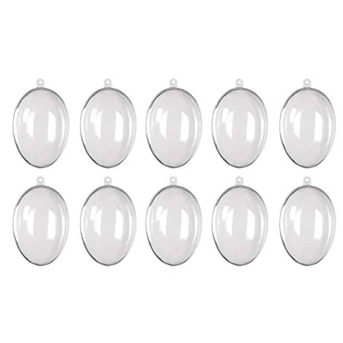 10 uova di plastica trasparente, 10 cm, da appendere, riempibili, fai da te, decorazione per la casa