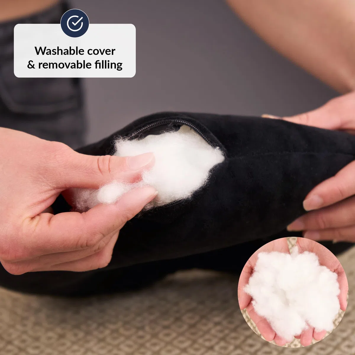 ODOXIA Cuscino Piercing Orecchio | Cuscino Ciambella Regolabile | Sollievo Dal Dolore da Condrodermatite | Imbottitura Modificabile per Comfort Personalizzato Donut Pillow (Black)