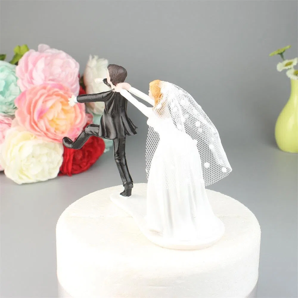 Decorazione per torta con scritta in inglese "Bride and Groom", divertente decorazione per torta nuziale, anniversario, fidanzamento