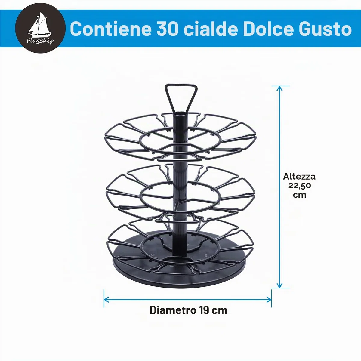 Flagship Carosello di cialde di caffè a 3 livelli per Dolce Gusto in metallo fai da te per Nescafé Dolce Gusto (capacità di 30 cialde)