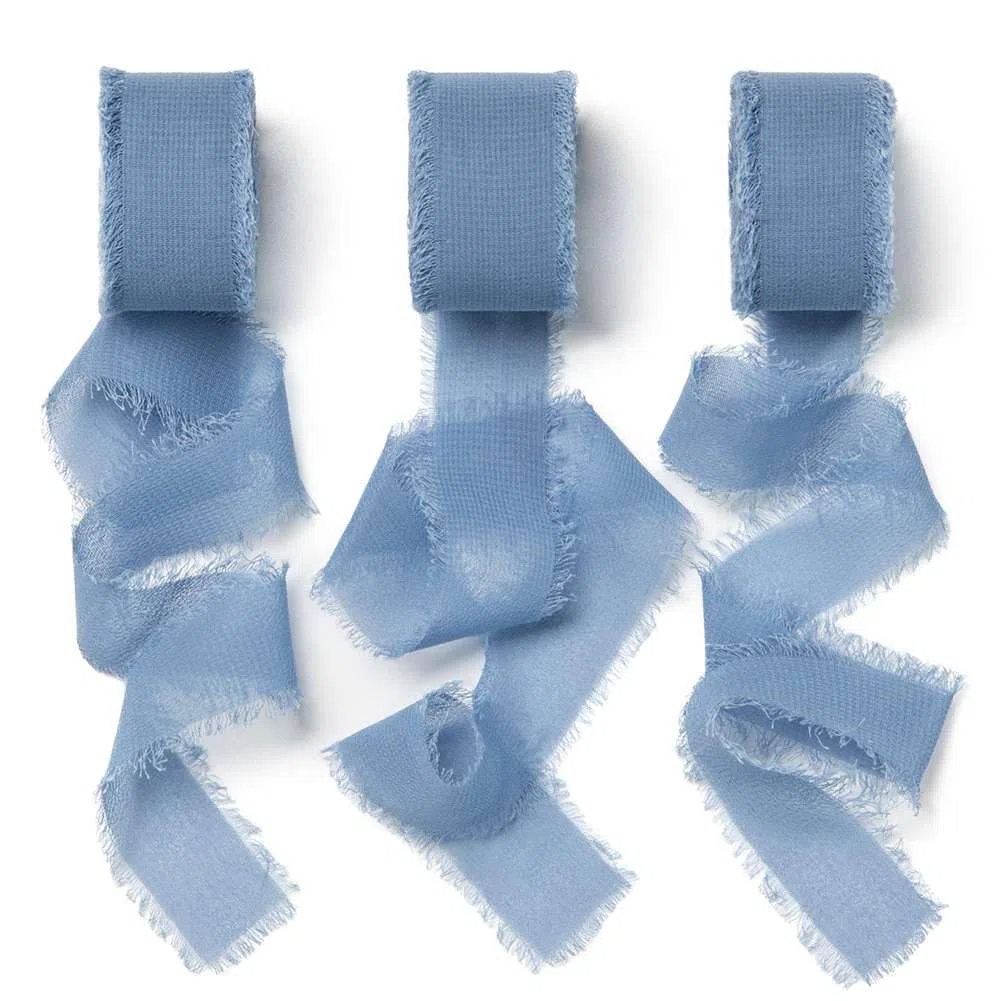AOKSUNOVA - Nastro in chiffon blu, 2,5 cm x 18,9 m, nastro in chiffon adatto per regali e matrimoni