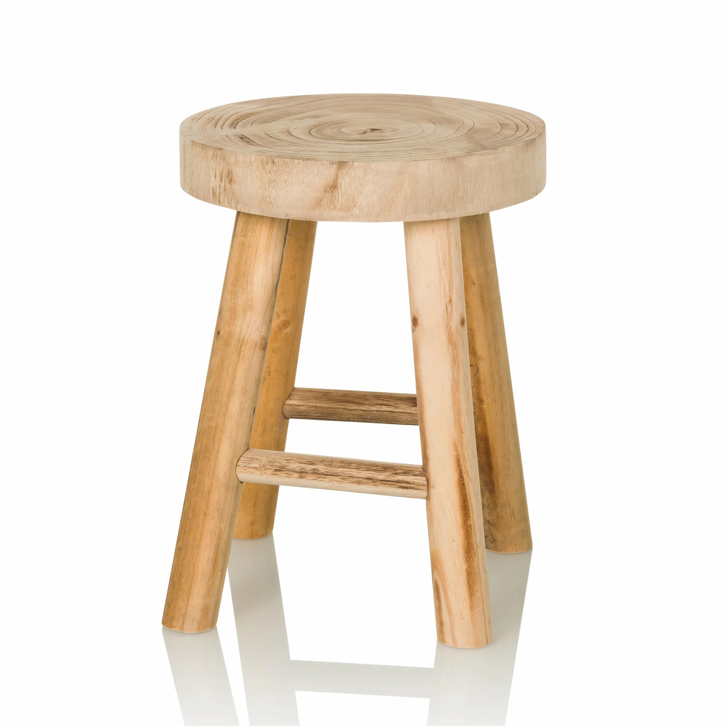 Sgabello in legno massiccio RUSTIKO W Robusto sgabello in legno Sgabello in stile scandi, sgabello da fiore in legno di paulownia