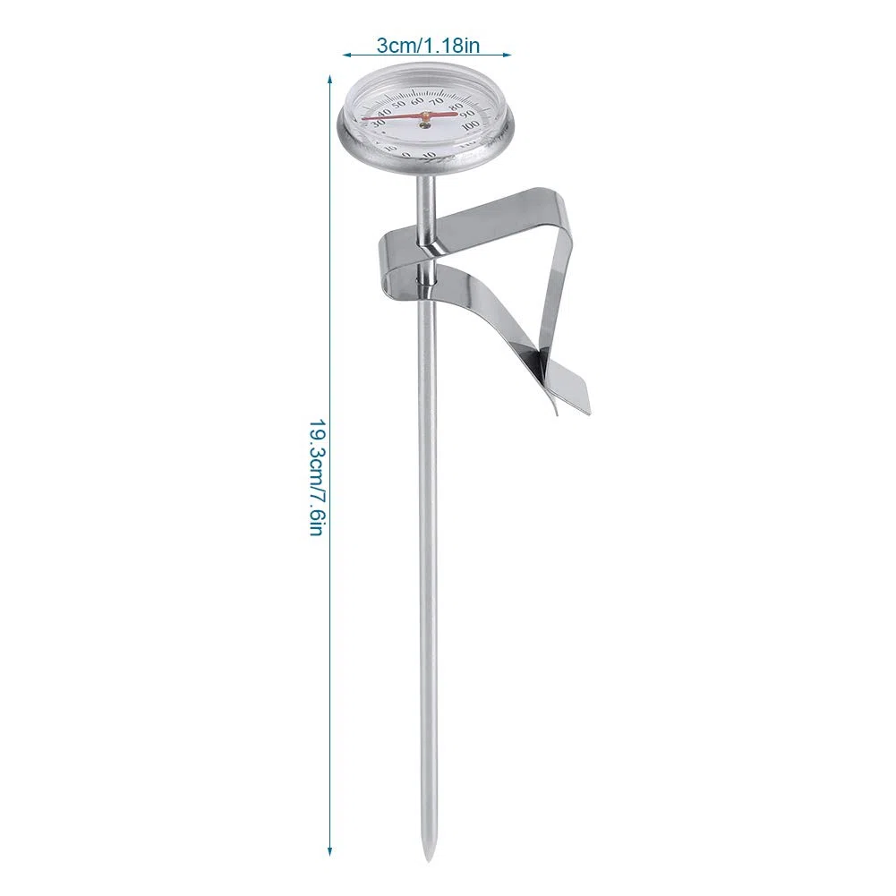 Termometro Per Latte, Termometro Per Latte Per Caffè In Acciaio Inossidabile Termometro Per Schiumare Il Latte Con Clip -10~110 ℃ Accessori Per Schiumare Il Caffè