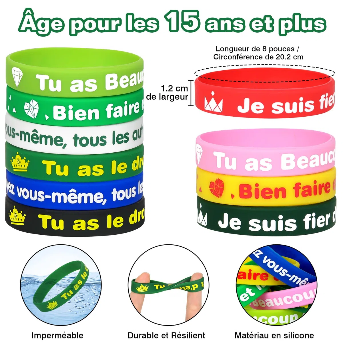 Braccialetto elastico in silicone di ispirazione francese Braccialetti in gomma per sport festa regali