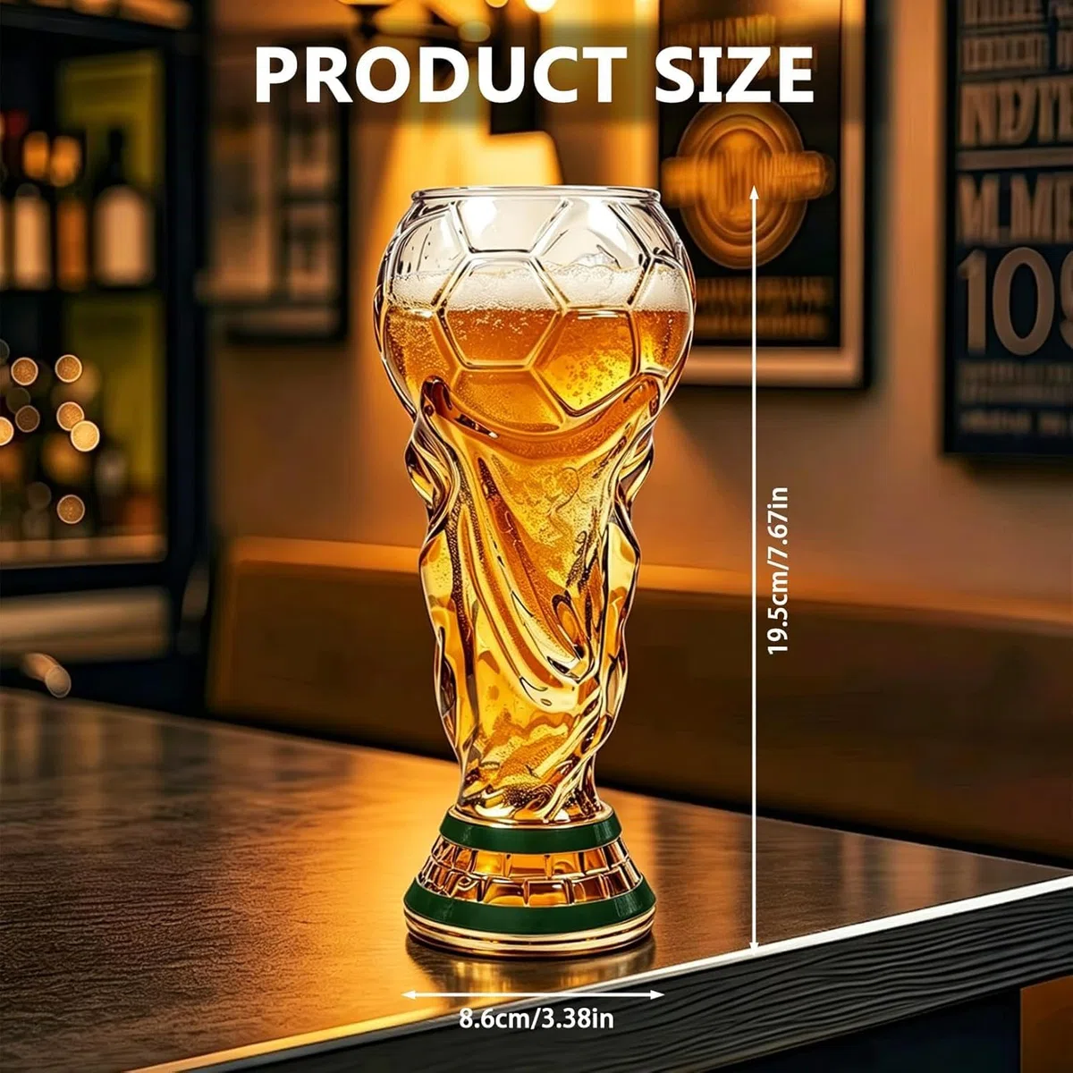 ZVD Coppa del Mondo Trophy, Bicchieri da birra per la Coppa del Mondo di Calcio 2026, 450 ml, Boccale di birra, Regalo per gli appassionati di calcio (trasparente)