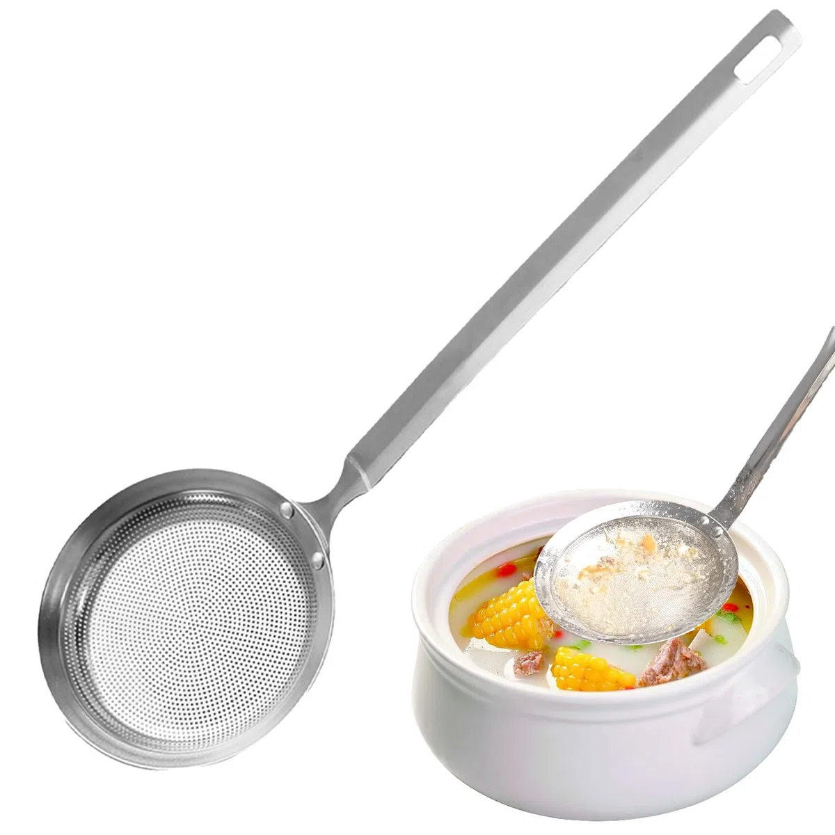 Schiumarola Acciaio Inox, Colino con Rete Maglia Fitta Piccolo Setaccio, Scolapasta, Schiumarola, Ideale per Filtrare, Scolare e Setacciare, Rete in Acciaio Inox, Lavabile in Lavastoviglie