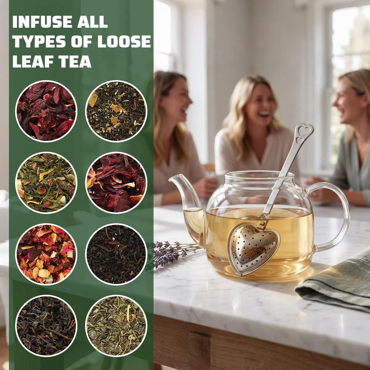 12 Pezzi Infusore per Tisane, Filtro Tè con Manico Colino Infusore Per Tè A Forma di Cuore in Acciaio Inox Infusore per Tè Infusore tè Colino Tisane Filtro Te Infusione per Spezie,Erbe