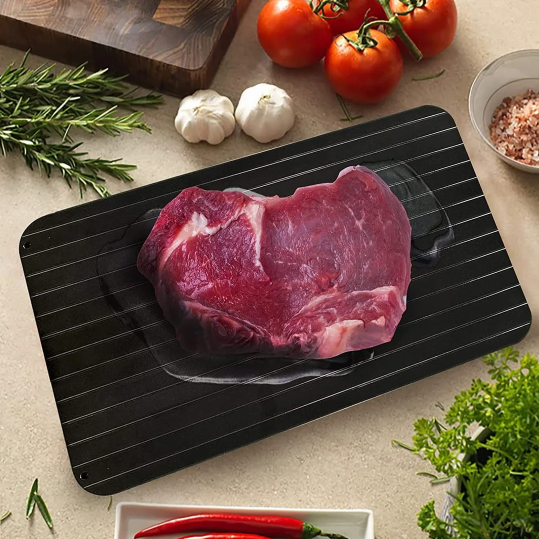 Vassoio di Scongelamento, Piastra di Scongelamento rapido per Carne e Cibo Congelati (29.5 x 21 x 0.2cm)