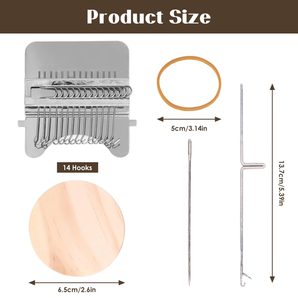 Mini telaio rammendo, strumento intreccio portatile per tessitura, macchina maglieria veloce, 14 hooks acciaio inossidabile, per riparazione vestiti, cappelli, borse, jeans, calzini, arti manuali