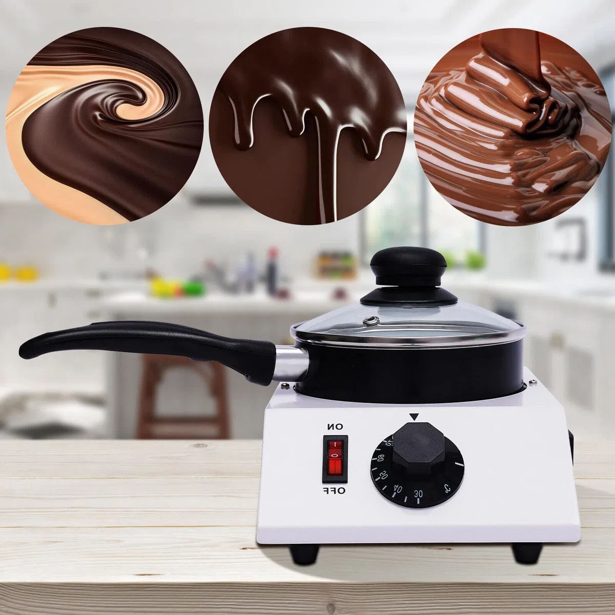 DiLiBee Temperatrice Macchina per Cioccolato 1,2 L Fuso Sciogli Cioccolata Melting Pot Melter con Padella in Ceramica 40W