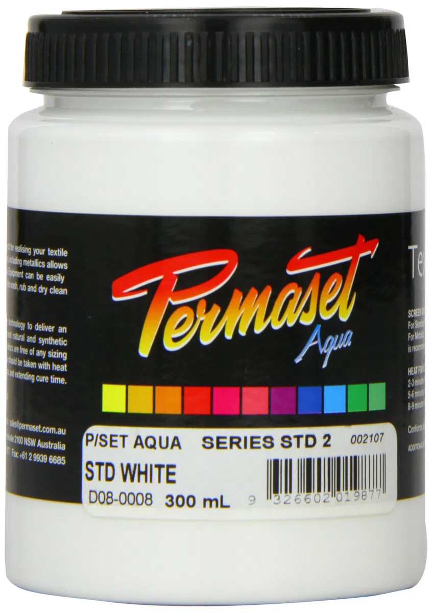 Permaset Aqua - Inchiostro per stampa su tessuto, 300 ml, colore bianco standard