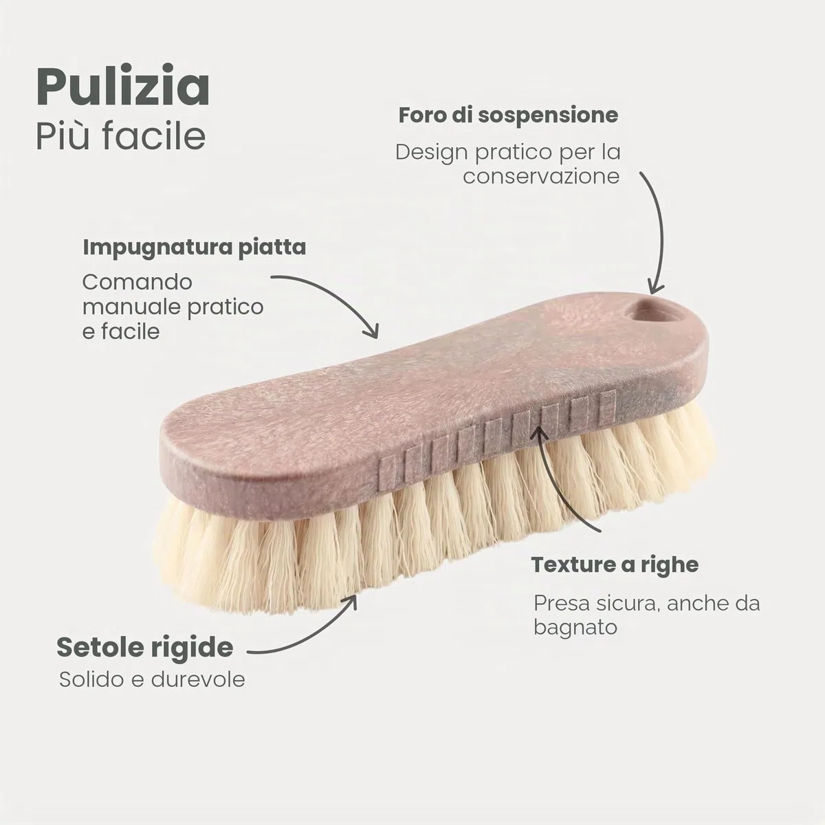 VIGAR Spazzola Multifunzione per la Pulizia con setole dure e Resistenti, Marrone, Piccola