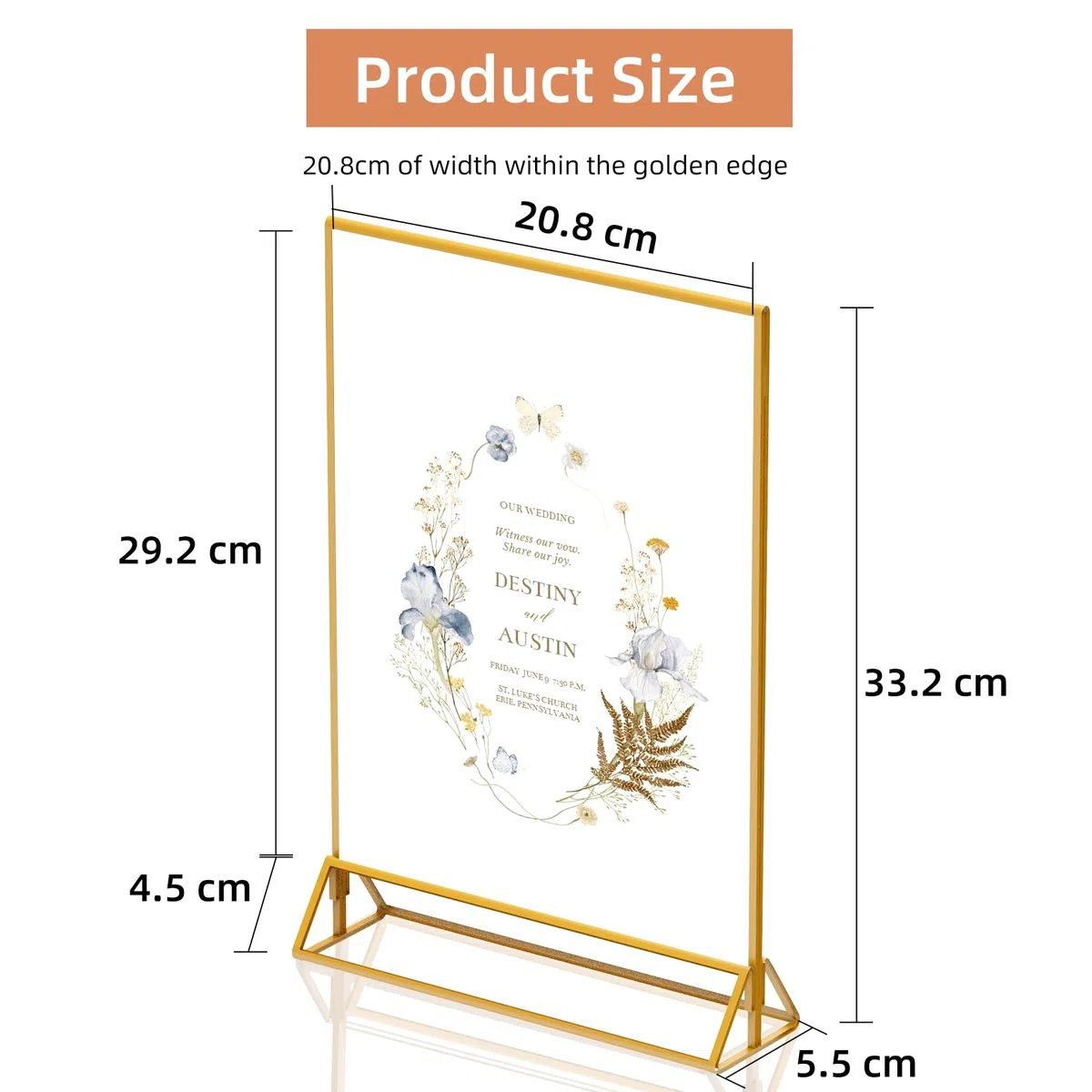Espositore formato A4, formato A4, formato DIN A4, 2 pezzi, in acrilico, per matrimonio, decorazione da tavolo, elegante supporto per carte di credito, per disegni di bambini
