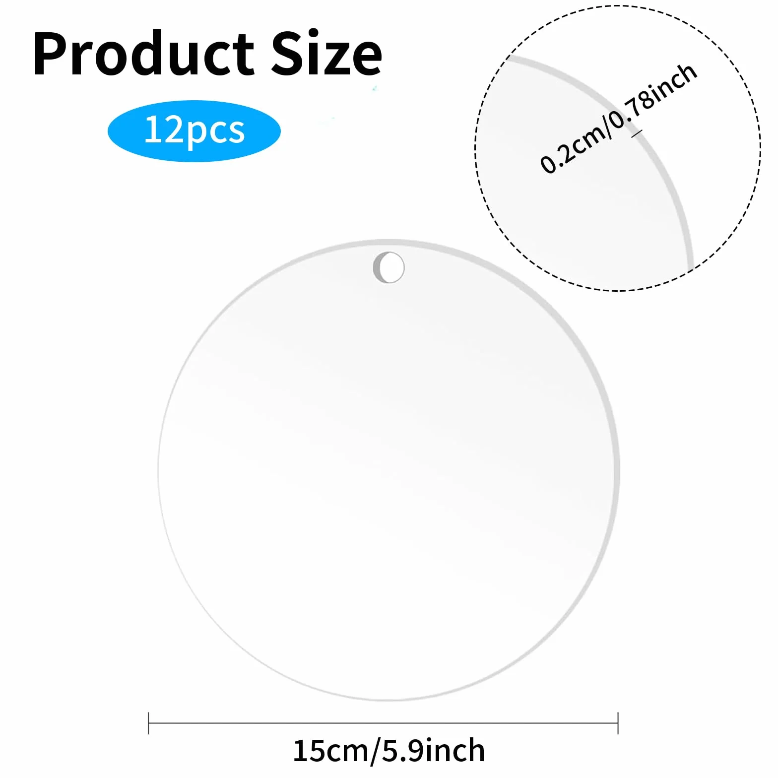 12 dischi acrilici trasparenti, 15 cm, rotondi, lastre acriliche trasparenti, adatte per la produzione di ciondoli decorativi e presentazione di prodotti