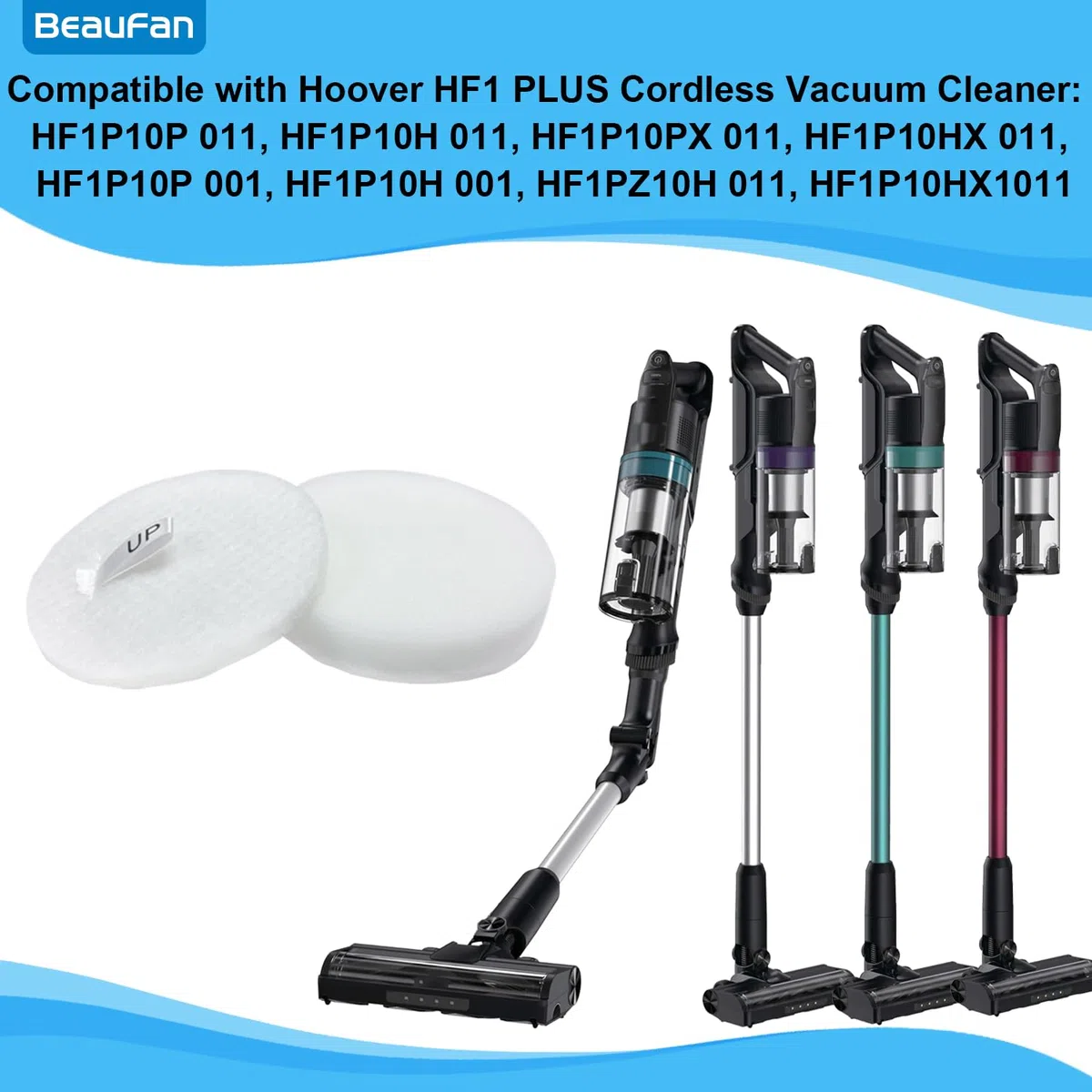 Confezione da 4 filtri pre-motore S143 compatibili con aspirapolvere senza fili Hoover HF1 PLUS: HF1P10P 011, HF1P10H 011, HF1P10PX 011, HF1P10HX 011, HF1P10P 001, HF1P10H 001, HF1PZ10H 011, HF1P10