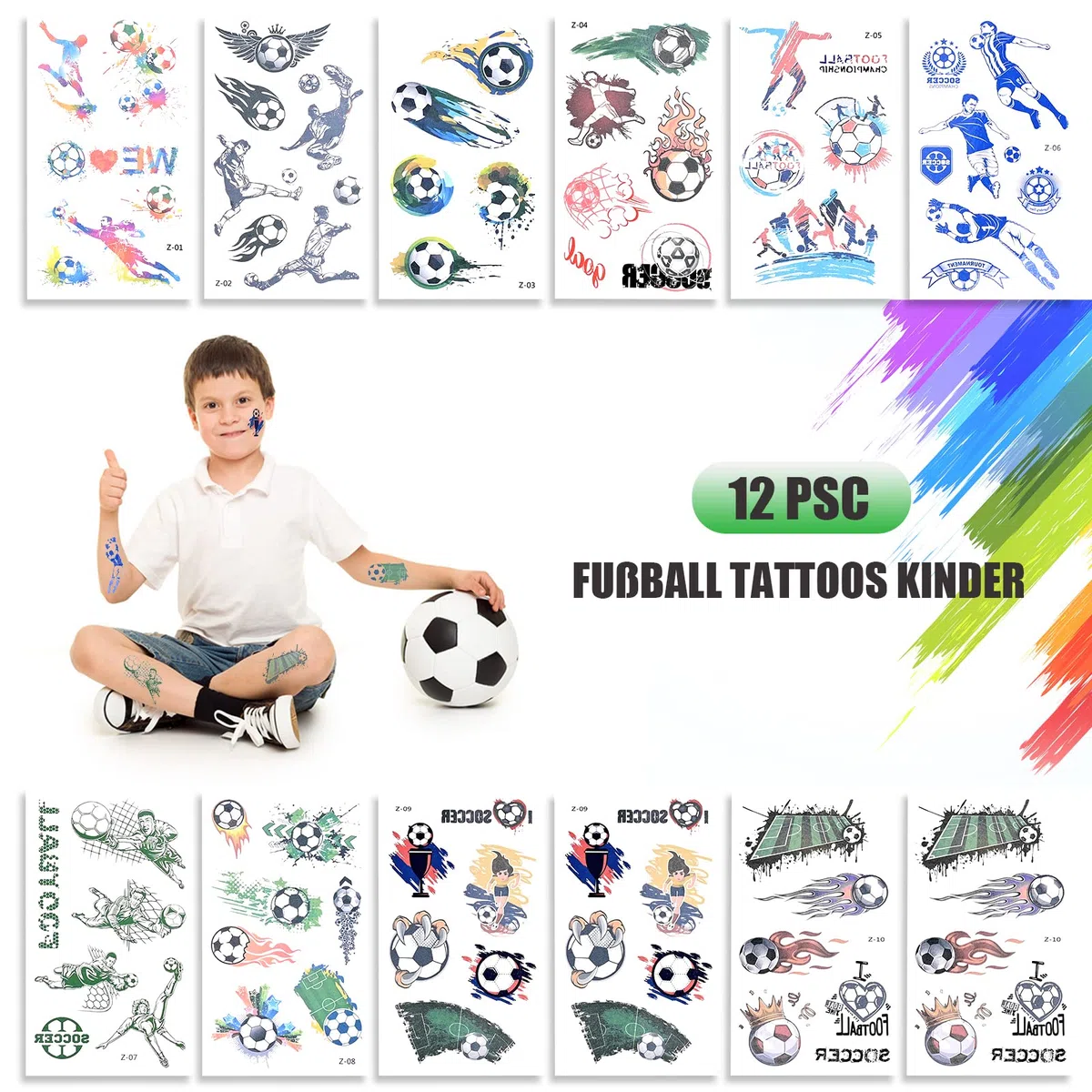 GOLDGE 87 pezzi di bomboniere per bambini con pallone da calcio, accessori decorativi per compleanno, con fischietto, portachiavi, adesivi, sacchetti per caramelle, medaglie, calcio, give-aways, per