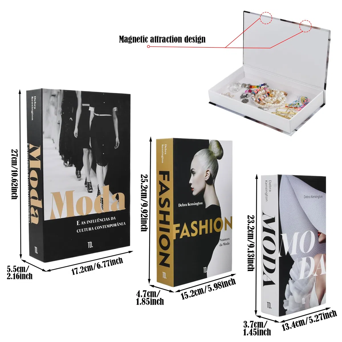 3 Pezzi Libri Falsi Decorativi, Set di Libri Finti con Coperchio Magnetico, LMS 3 Misure Scatola Libri Decorativa, Libri in Finto per Decorazione Domestiche, Decorazione di Libri di Simulazione