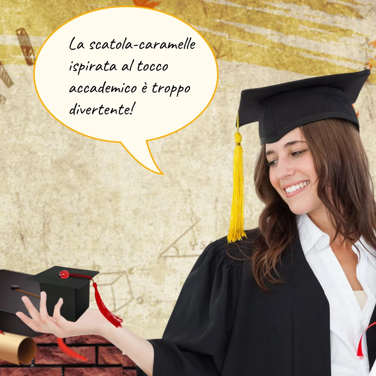 Scatole Bomboniere Laurea con Nappe Rosse - Decorazione Elegante per Cerimonie e Feste di Laurea - Scatole Portaconfetti in Carta (50pz)