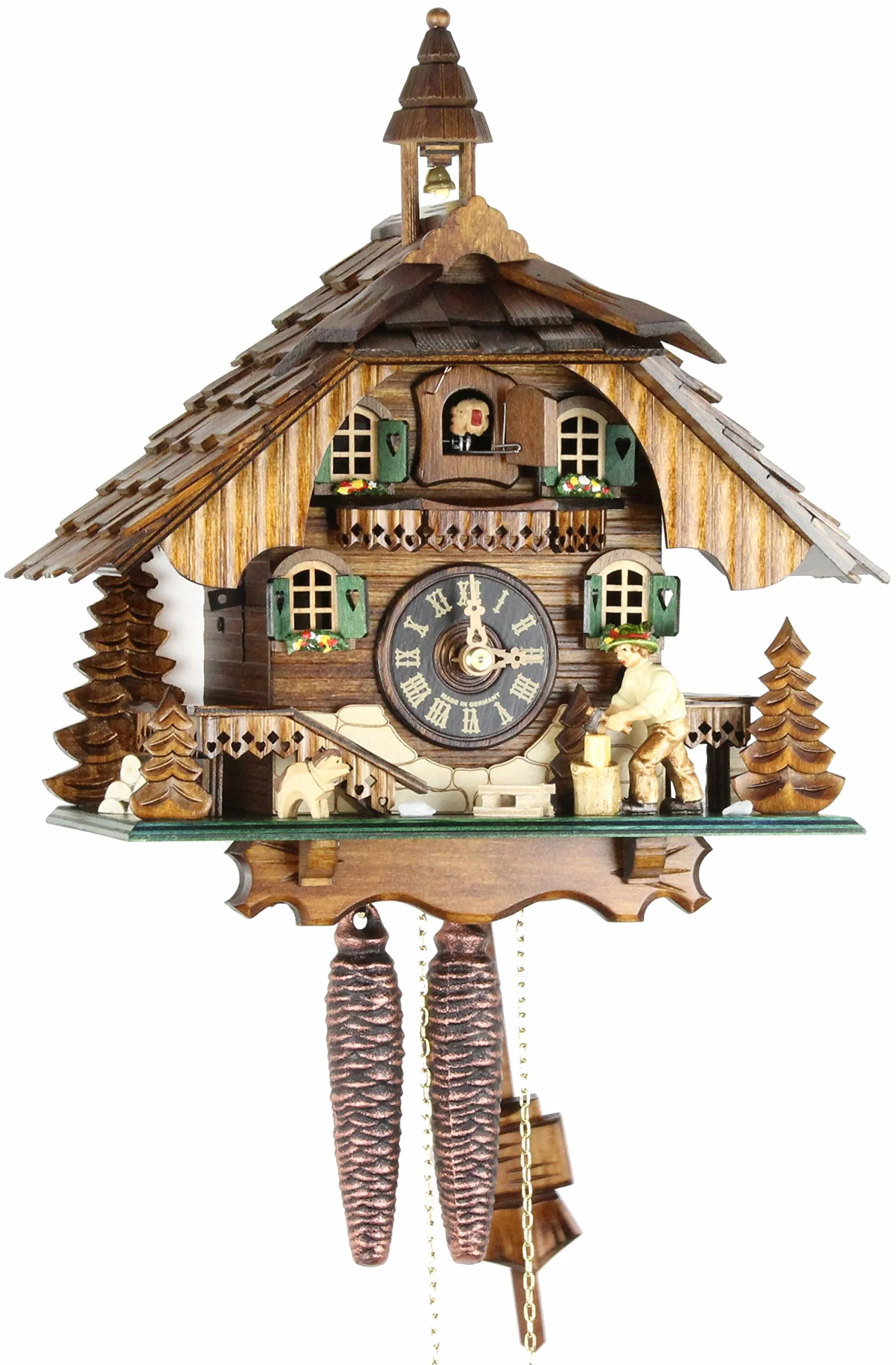 Orologio a cucù originale della Foresta Nera, in vero legno, meccanico, durata della carica: 1 giorno, certificato VDS, Eble, Casa della Foresta Nera, 30 cm, 22310
